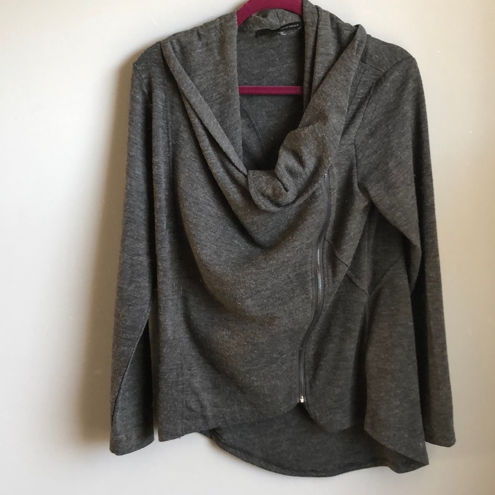 Asymmetrical Dark Gray Zip Cardigan